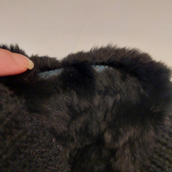 Nika Black Faux Fur Knit Puff Sleeves Bomber Jacket Y2K Baddie Moto Size L - Picture 6 of 14